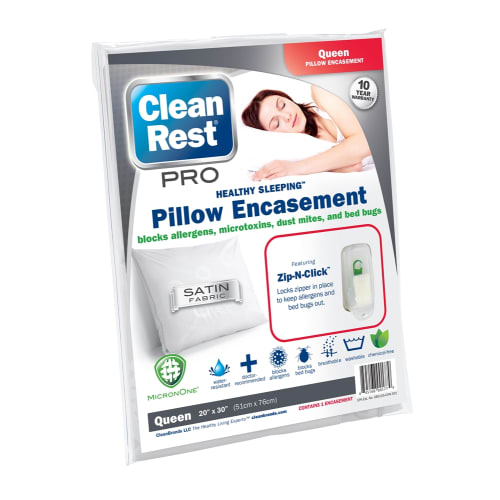 Housse d’oreiller CleanRest PRO, 100 % polyester, grand lit, 20 x 30, blanc